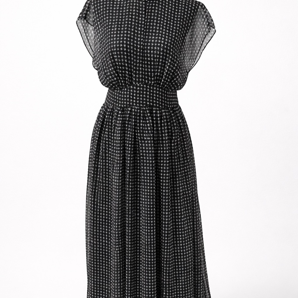 Kate Spade Elegant Black and White Patterned Maxi Dress